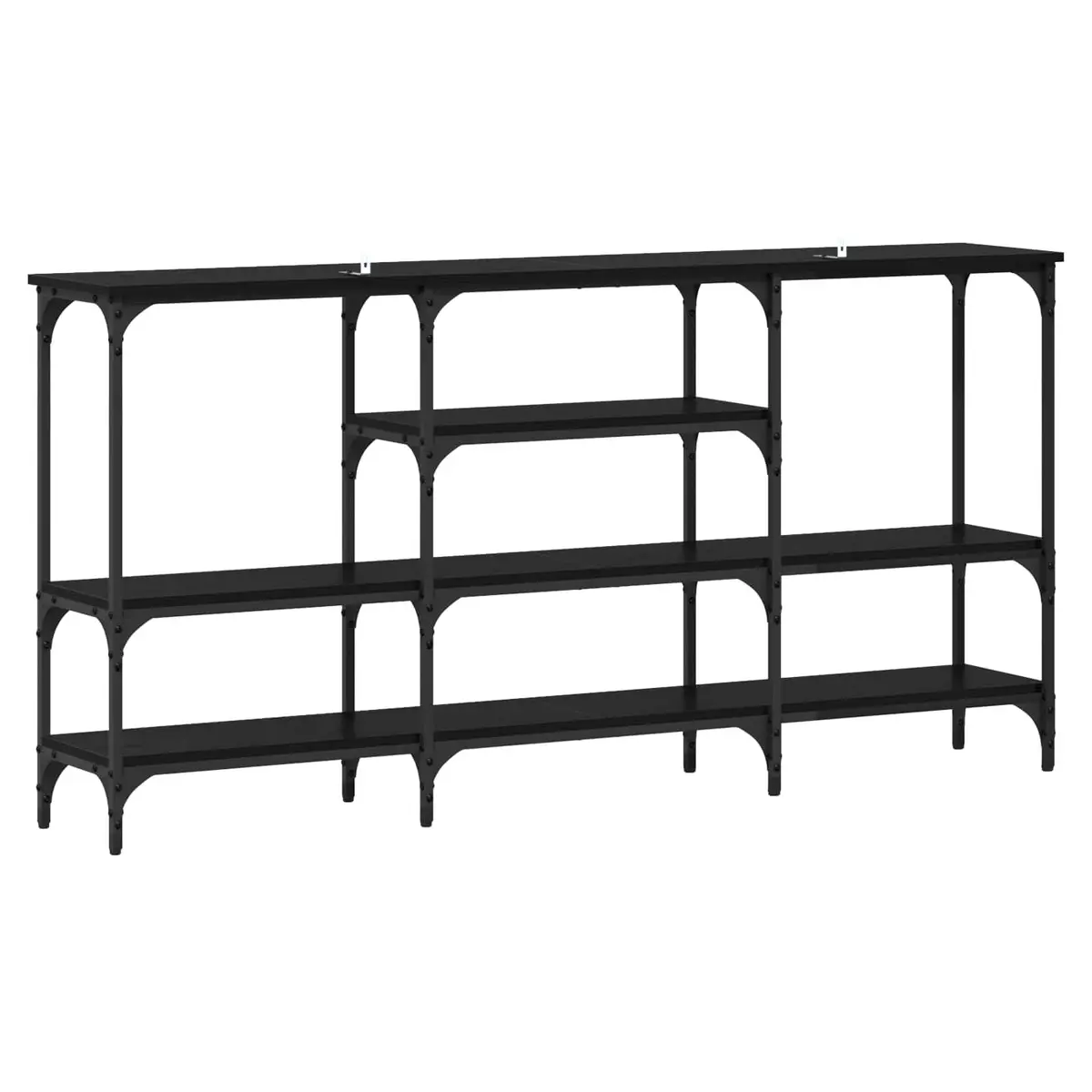 Industrial Black Oak Console Table with Steel Frame
