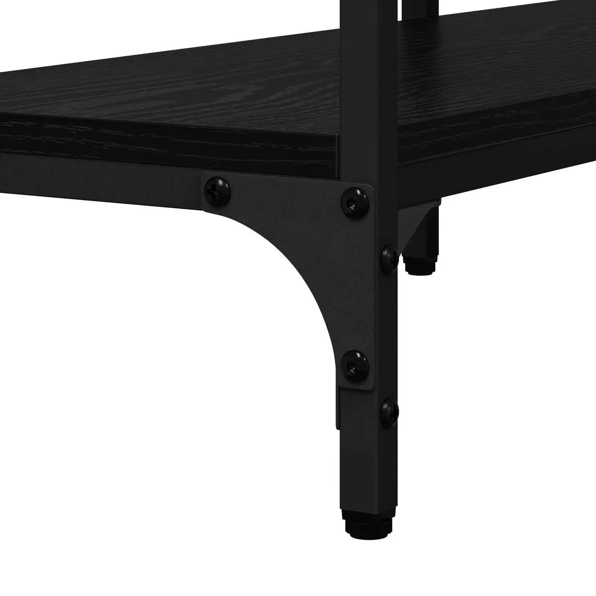 Industrial Black Oak Console Table with Steel Frame