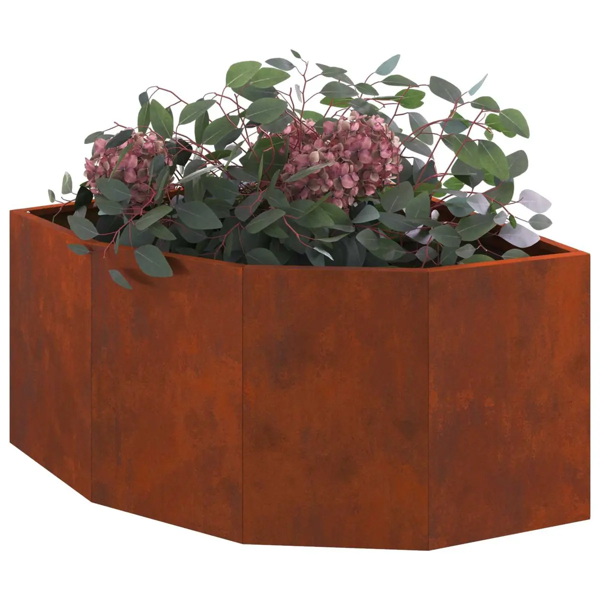 Corner Planter Steel 60x60x35cm Brown