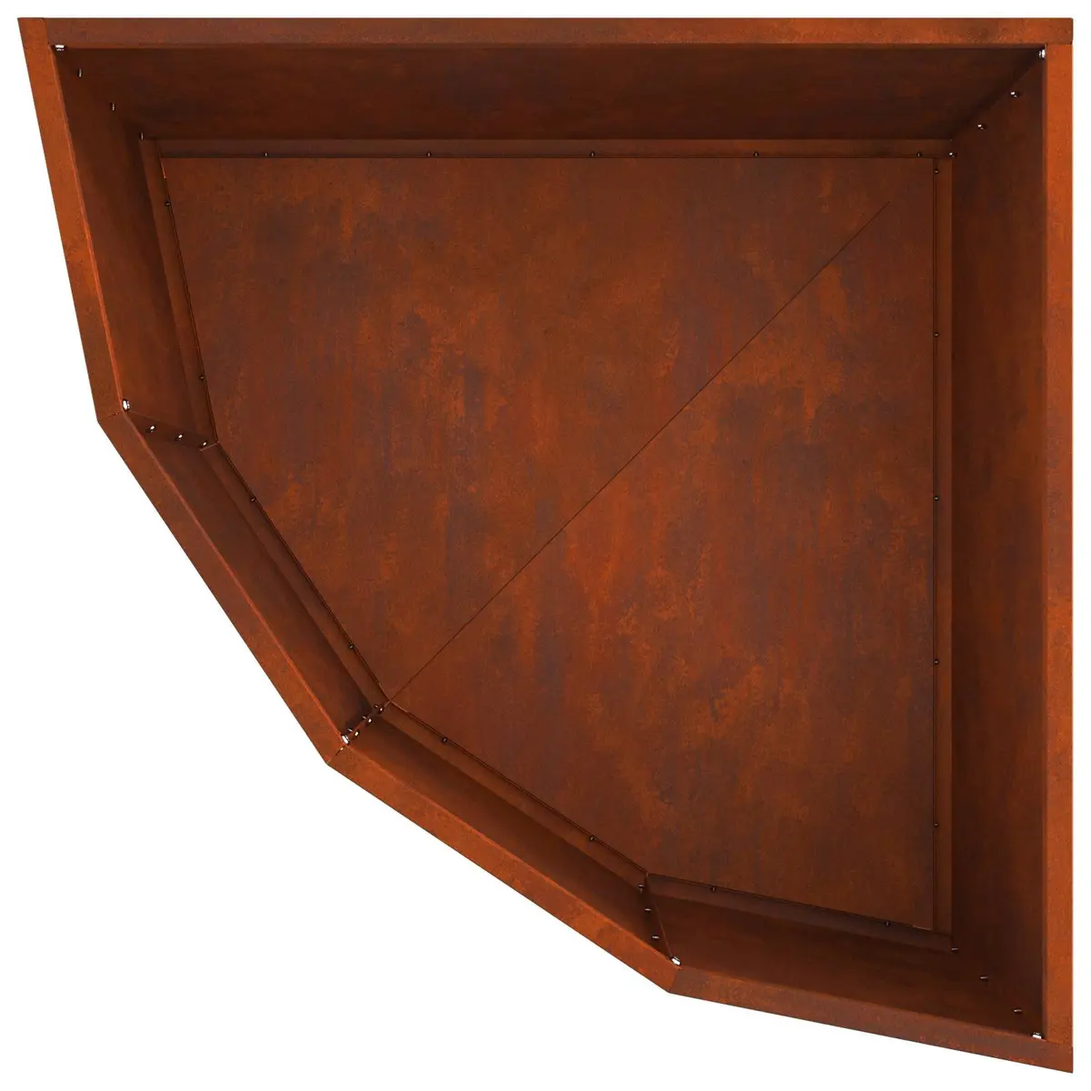 Corner Planter Steel 60x60x35cm Brown