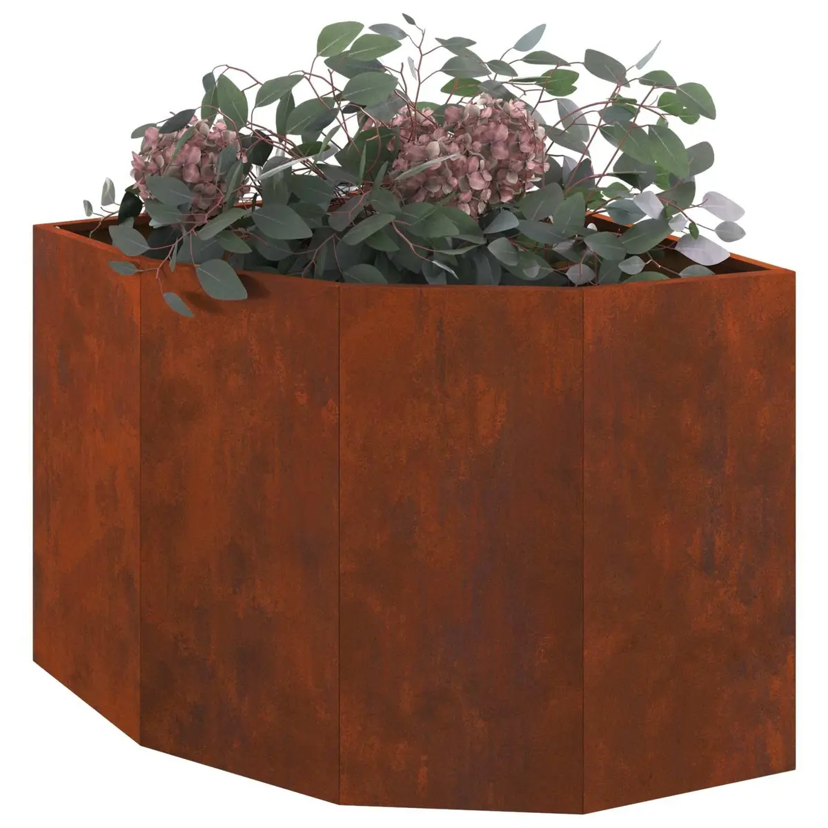 Corner Planter Steel 60x60x50cm Brown
