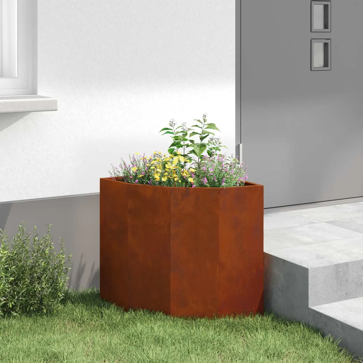 Corner Garden Planter Steel 45x45x50cm Brown