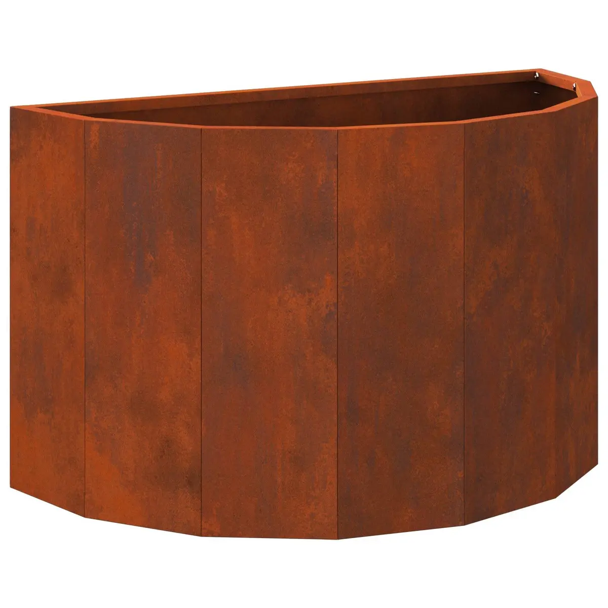 Half Round Garden Planter in Brown Steel 60x30x35cm