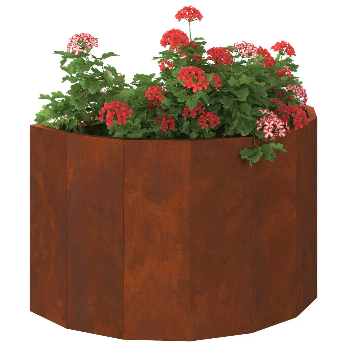 Half Round Garden Planter in Brown Steel 60x30x35cm
