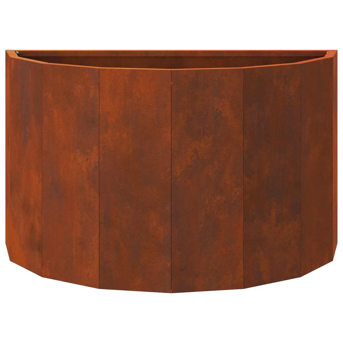 Half Round Garden Planter in Brown Steel 60x30x35cm