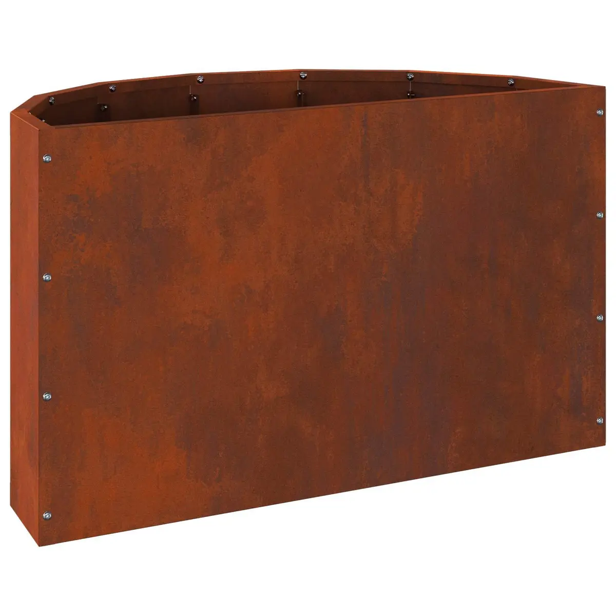 Half Round Garden Planter in Brown Steel 60x30x35cm