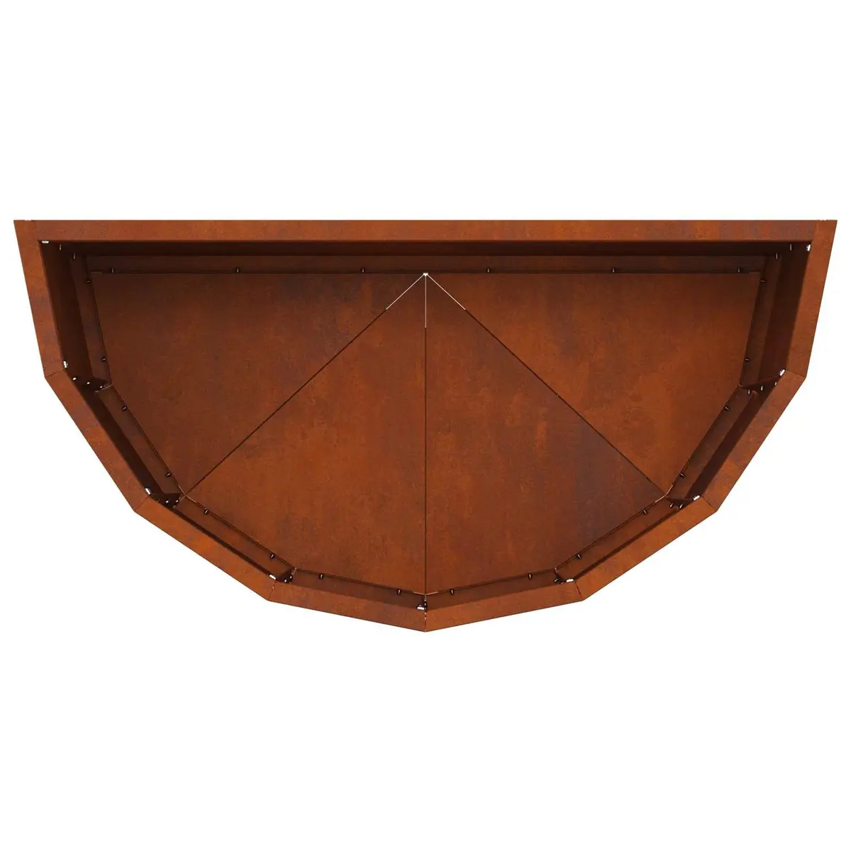 Half Round Garden Planter in Brown Steel 60x30x35cm