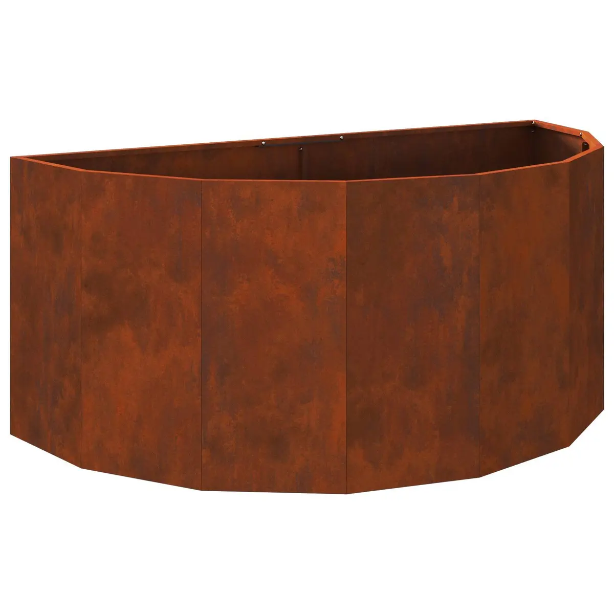 Half Round Garden Planter Steel 120x60x50cm Brown