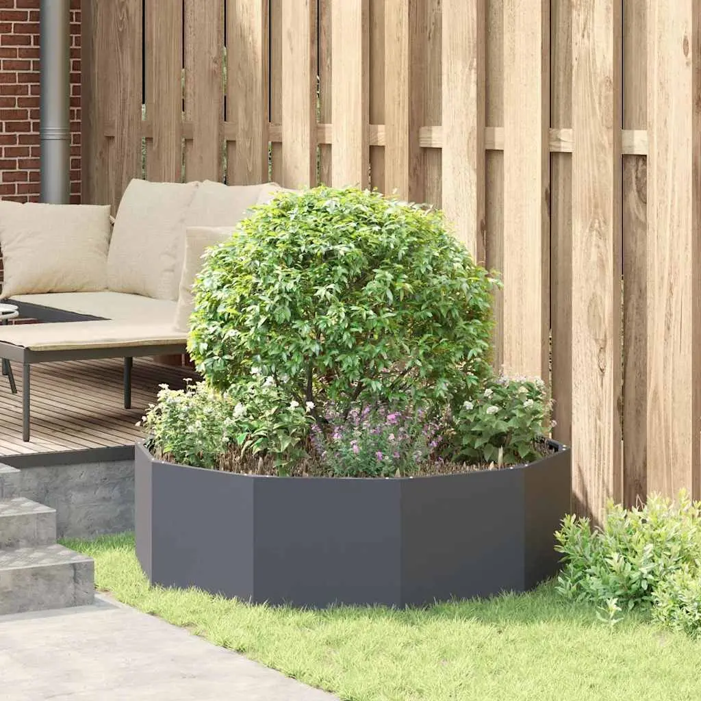 Anthracite Round Garden Planter 120x120x35cm