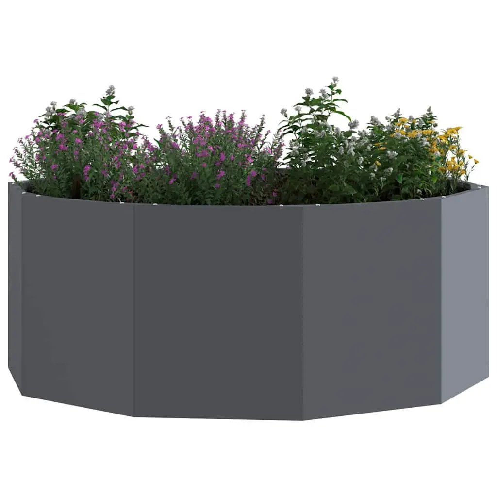 Round Planter Steel Anthracite 90x90x35cm Outdoor Garden Patio Container