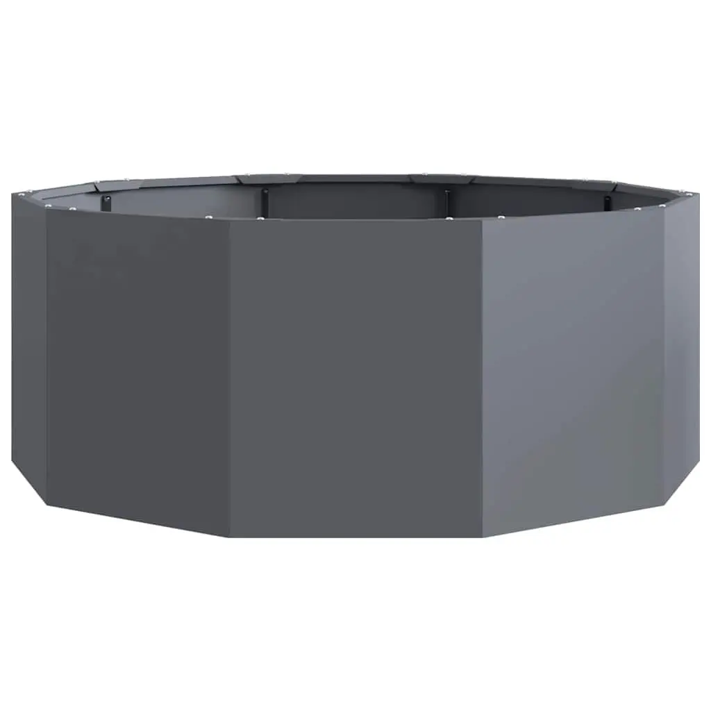 Round Planter Steel Anthracite 90x90x35cm Outdoor Garden Patio Container