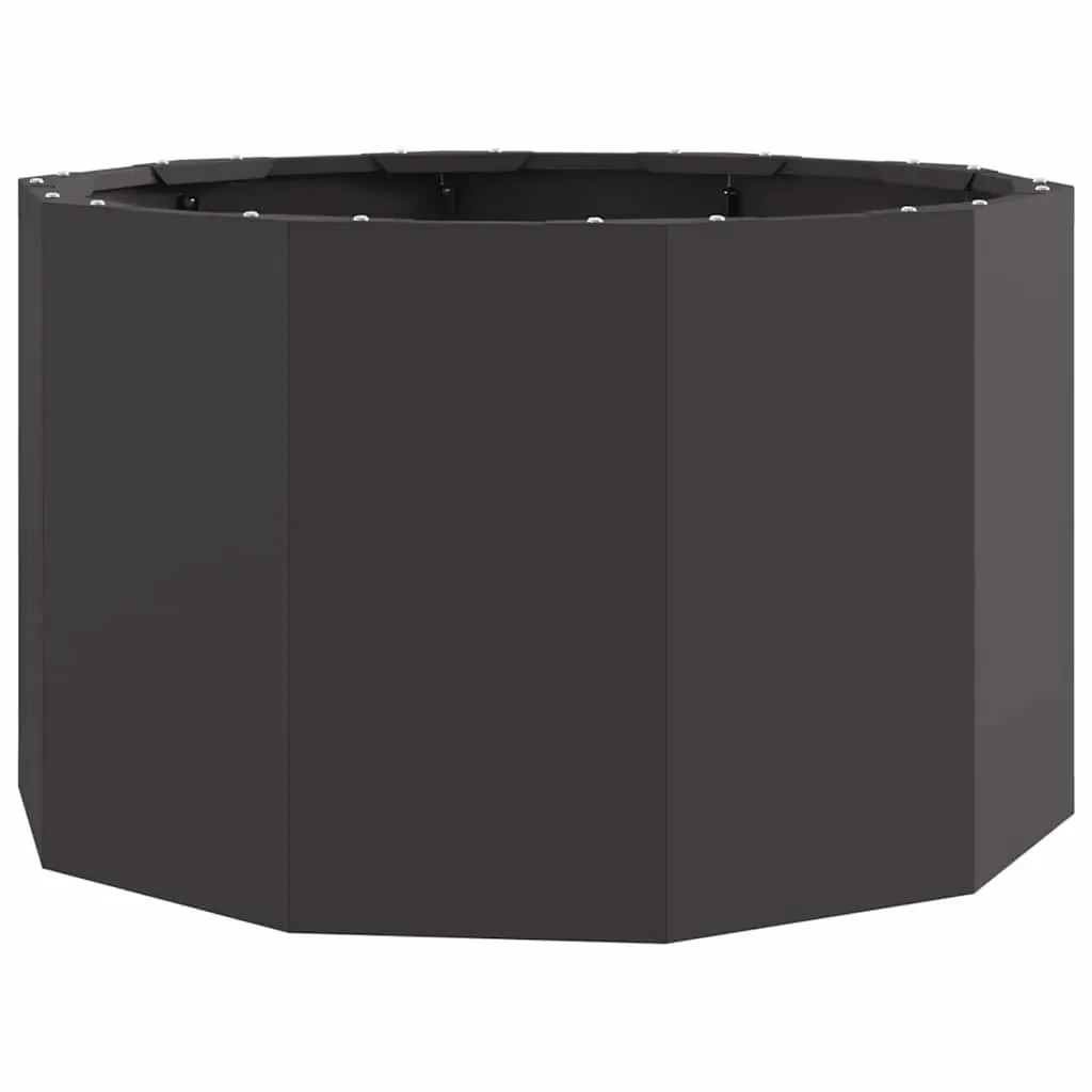 Round Steel Planter 60x60x35cm Black Outdoor