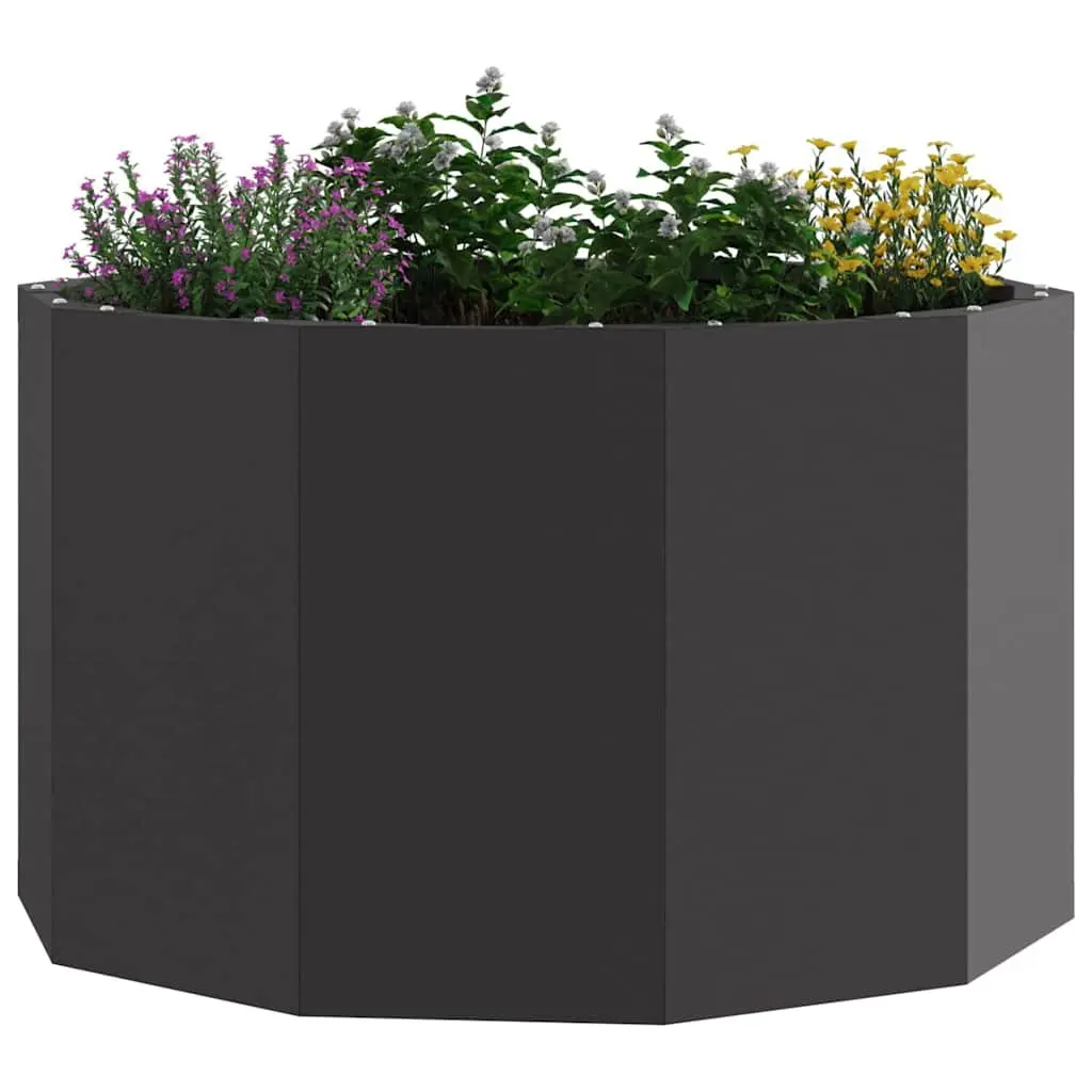 Round Steel Planter 60x60x35cm Black Outdoor