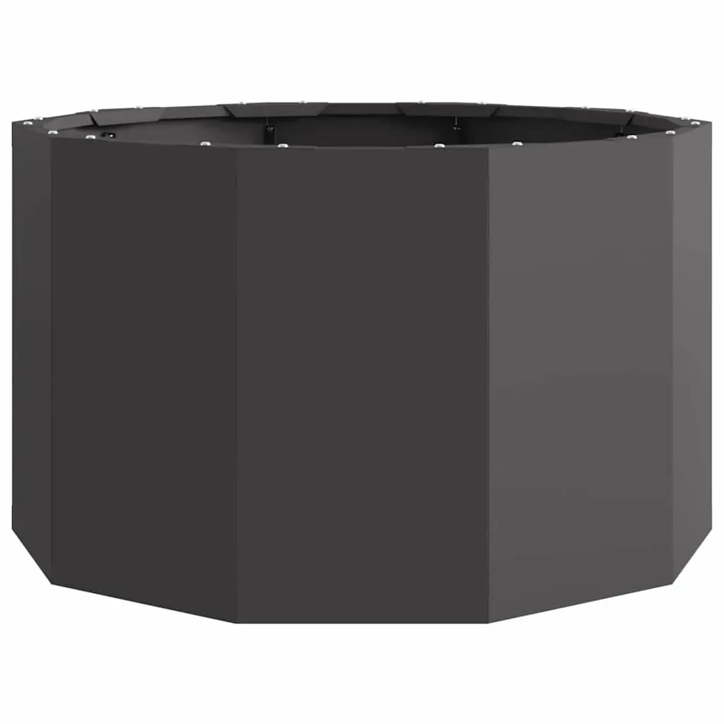 Round Steel Planter 60x60x35cm Black Outdoor