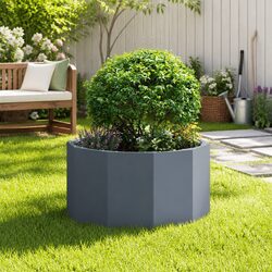 Durable Steel Round Garden Planter in Anthracite