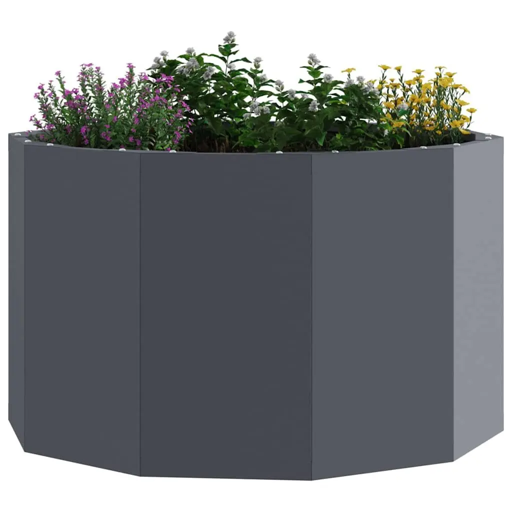 Steel Round Garden Planter in Anthracite
