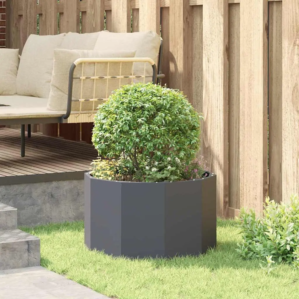 Steel Round Garden Planter in Anthracite