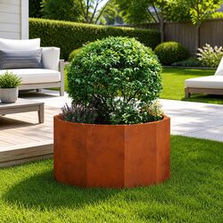 Durable Round Steel Planter for Outdoor Spaces 60x60x35cm