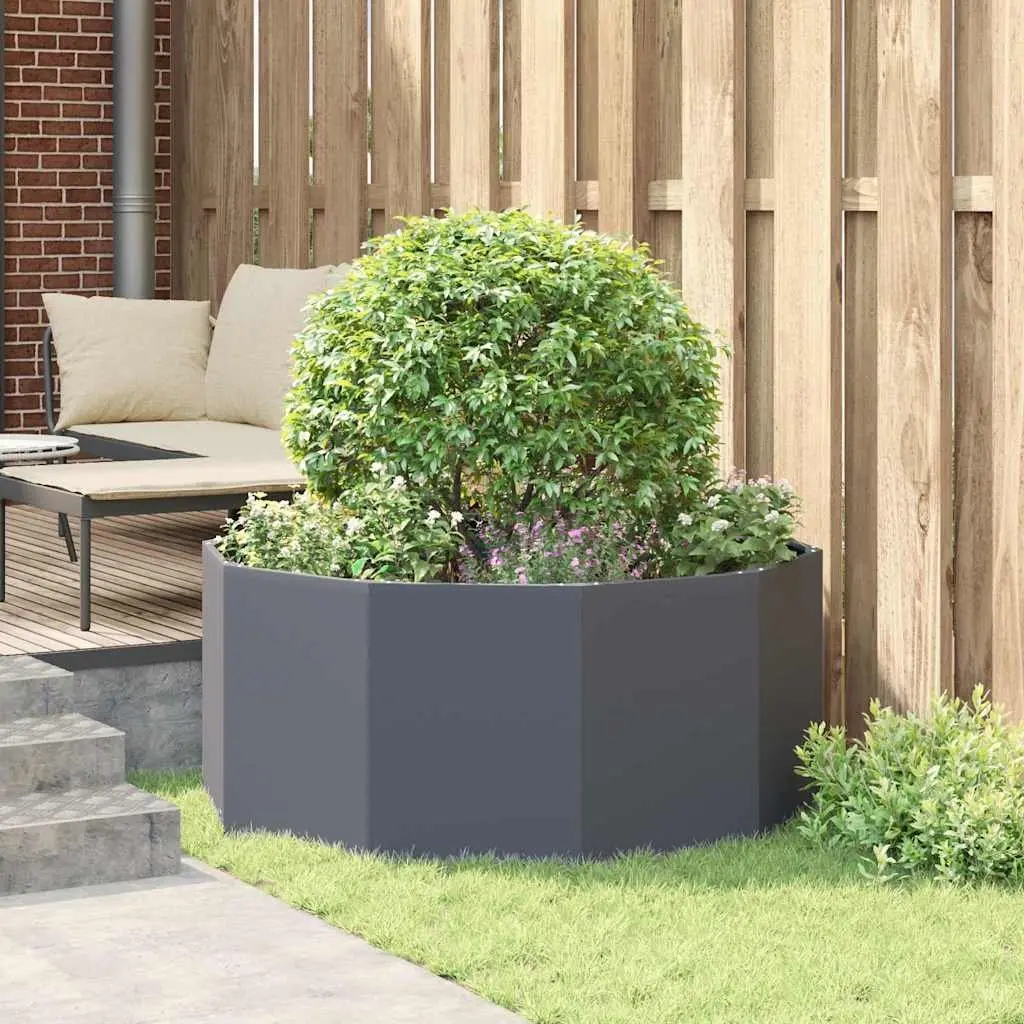 Round Anthracite Garden Planter 120x120x50cm