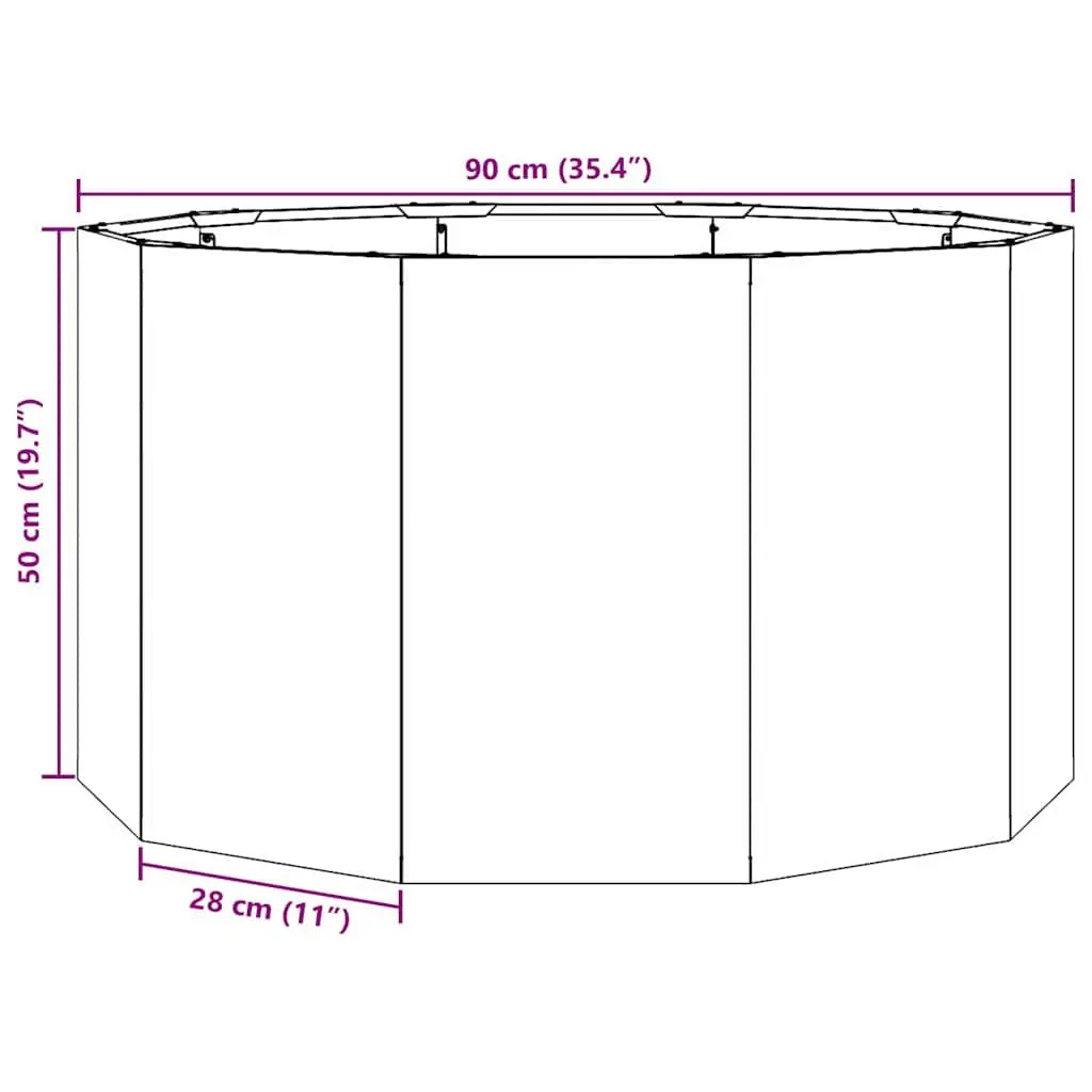 Round Steel Planter 90x90x50cm Black