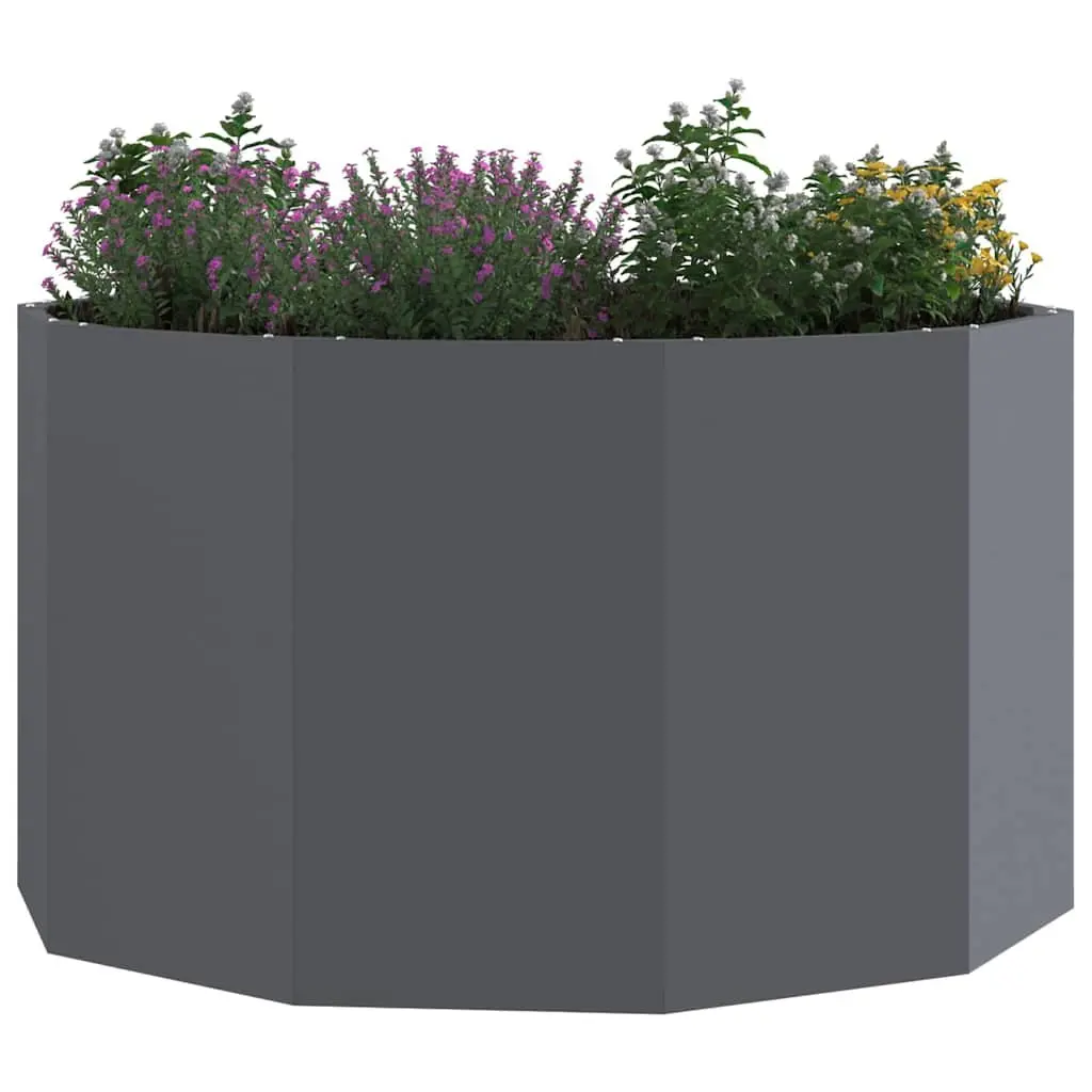 Round Steel Garden Planter in Anthracite
