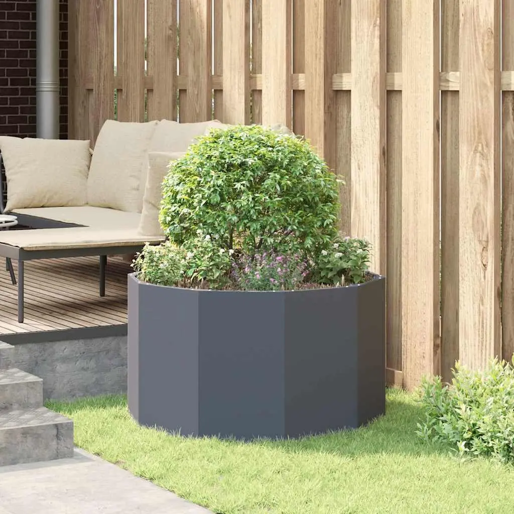 Round Steel Garden Planter in Anthracite