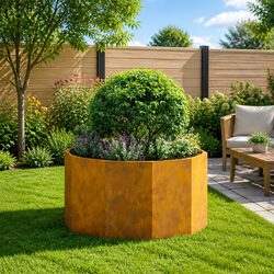 Weather-Resistant Steel Round Garden Planter for Outdoors