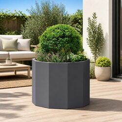 Durable Round Black Steel Garden Planter 60x60x50cm