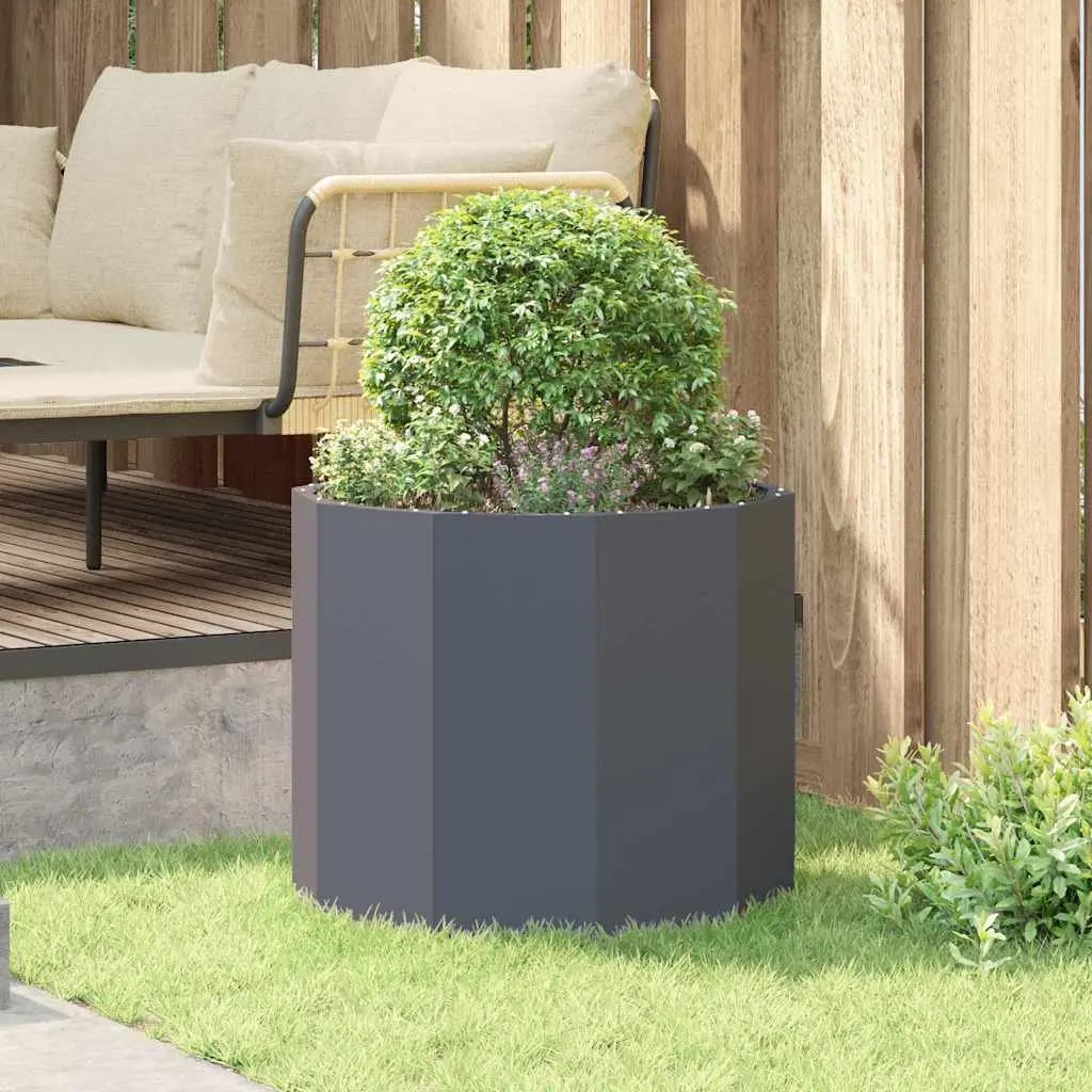 Round Anthracite Garden Planter 60x60x50cm