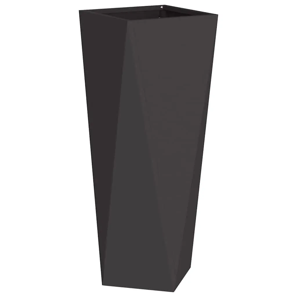Steel Planter Box 30 x 30 x 75 cm Black Outdoor Garden Pot Rectangular 2 Piece Set