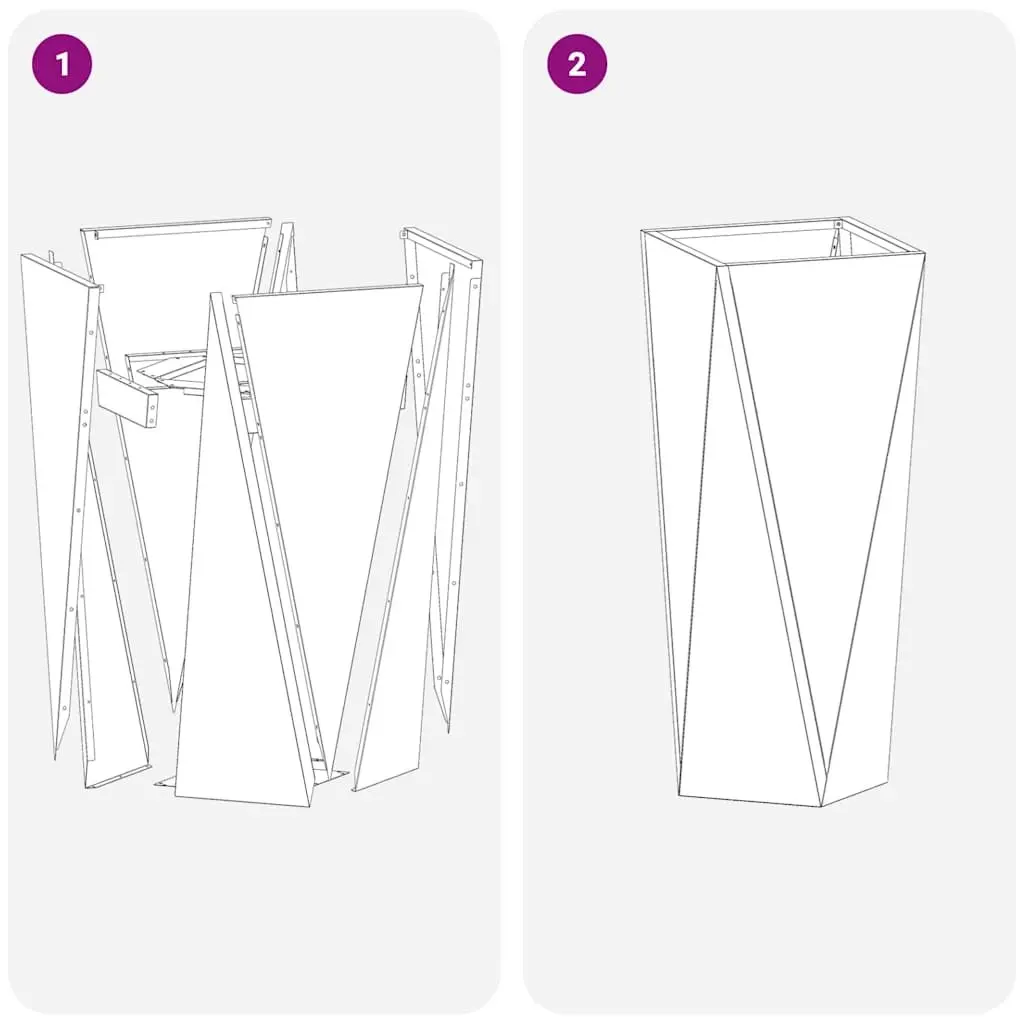 Steel Planter Box 30 x 30 x 75 cm Black Outdoor Garden Pot Rectangular 2 Piece Set