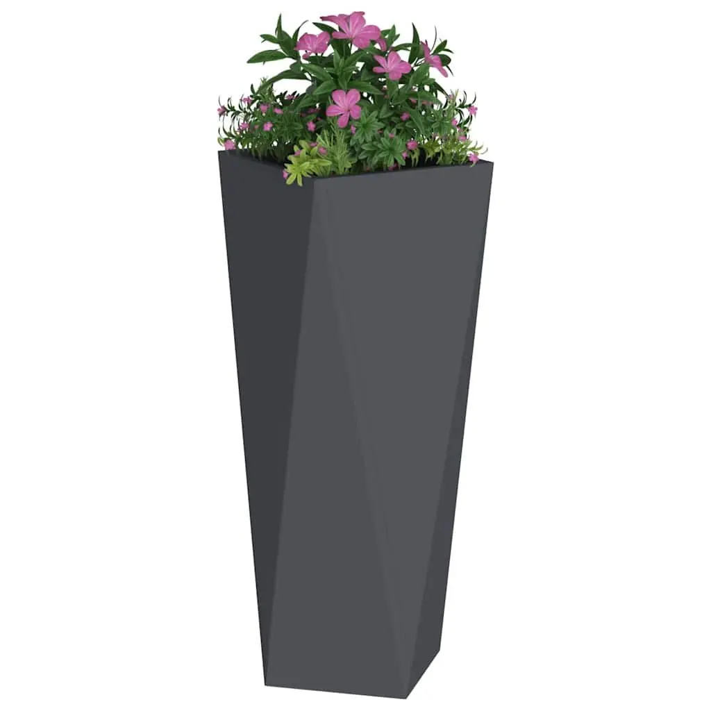 Steel Planter Box Anthracite Rectangular Outdoor Pot 30 x 30 x 75 cm