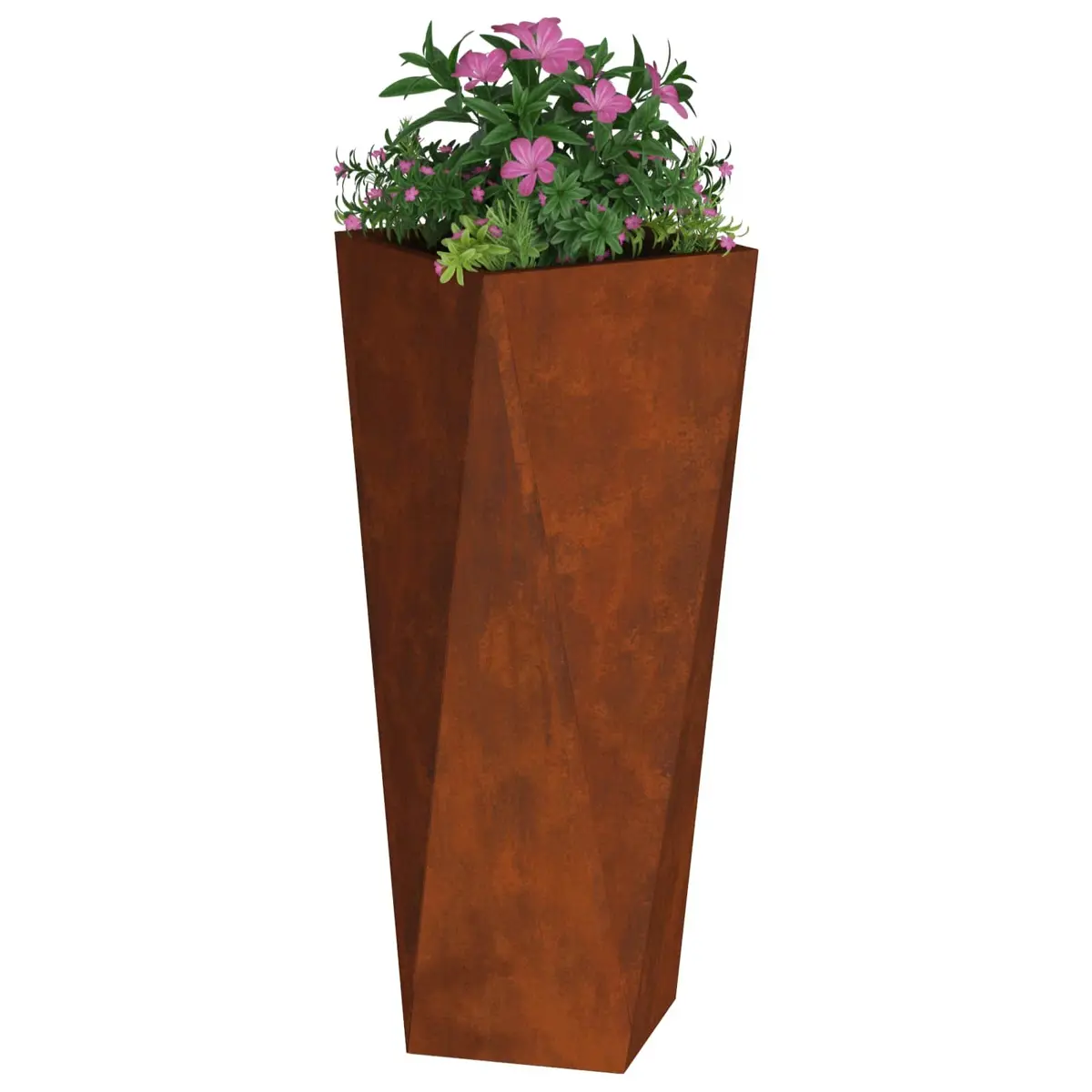 Garden Planter Steel Large 30x30x75cm Brown Rusty 2 Pcs