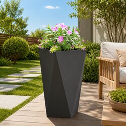 Durable Steel Garden Planter Box 40x40x75cm Black