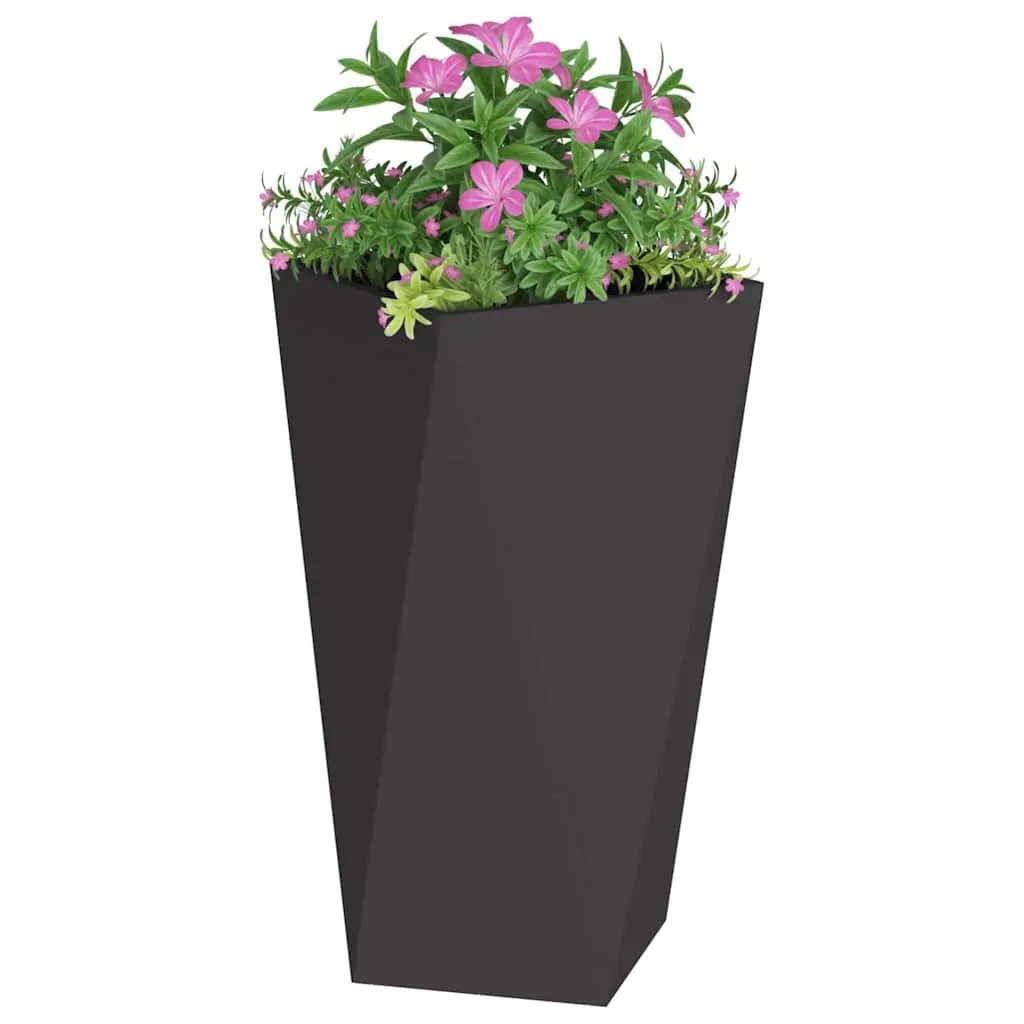 Steel Planter Box 40x40x75cm Rectangular Outdoor Flower Pot Black