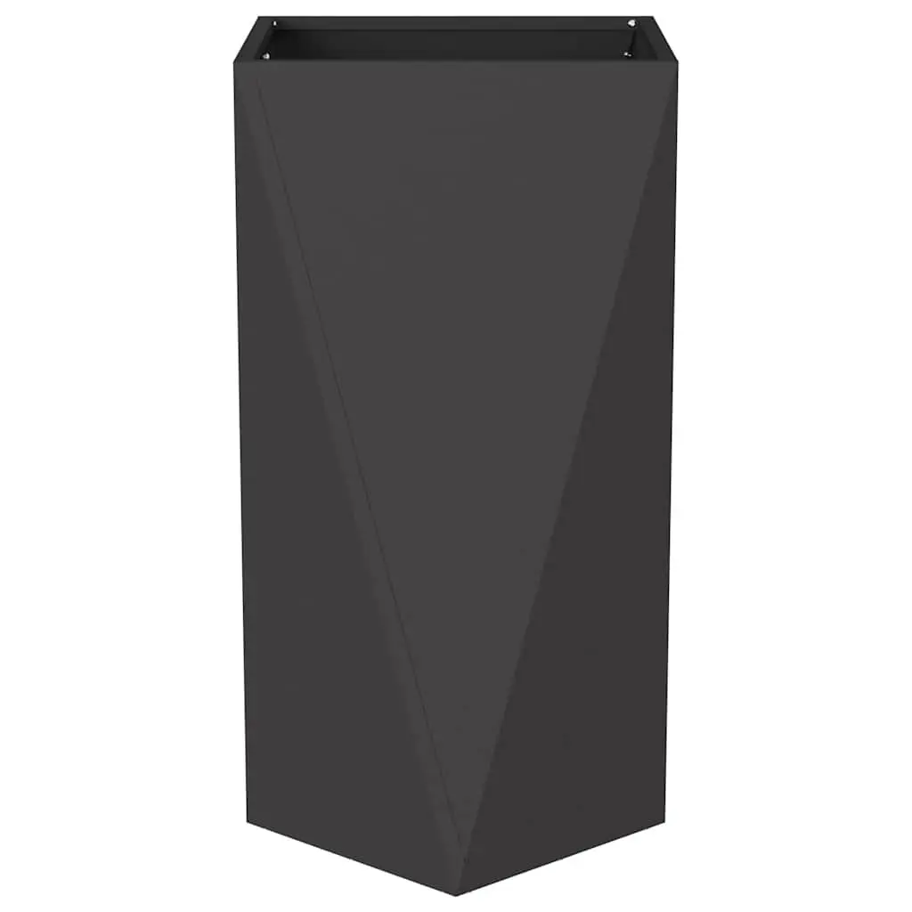 Steel Planter Box Set 2 Pcs Steel 40 x 40 x 75 cm Black Outdoor Garden Pot Decorative