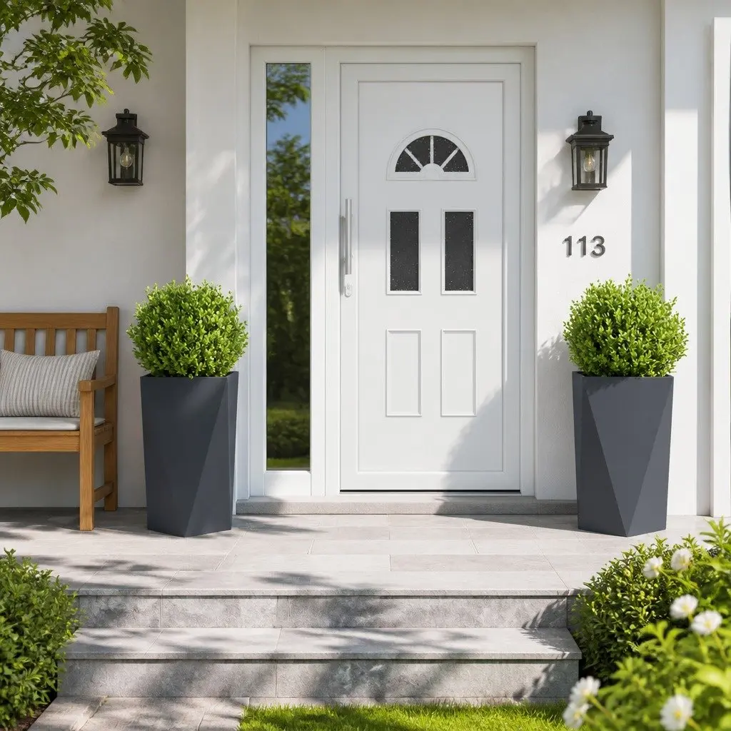 Steel Garden Planters Set in Anthracite
