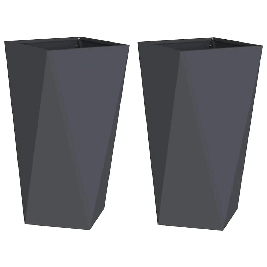 Steel Garden Planters Set in Anthracite