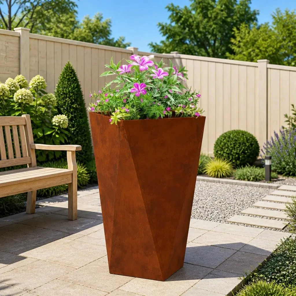 Rectangular Outdoor Steel Planter Box 40x40x75cm