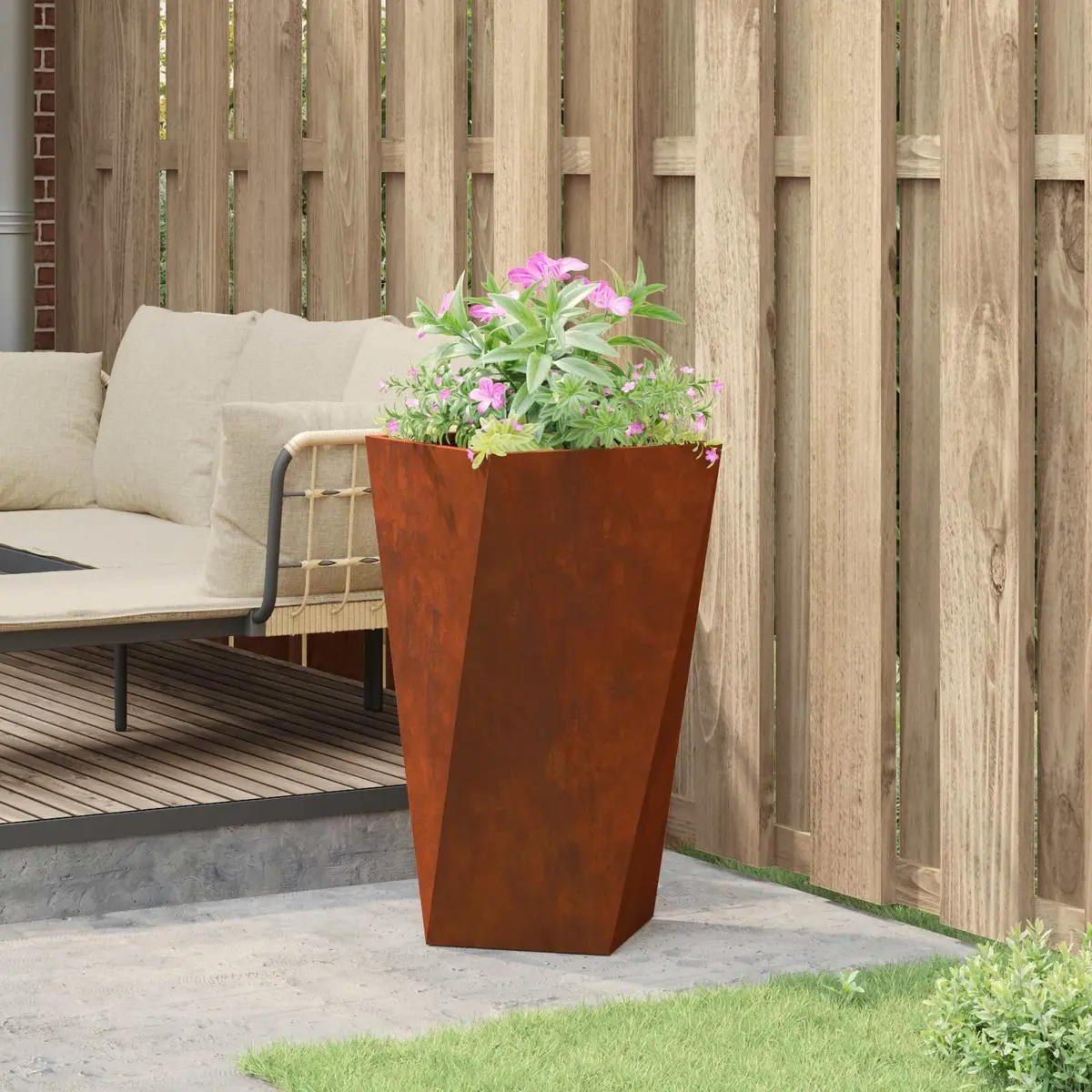Rectangular Outdoor Steel Planter Box 40x40x75cm
