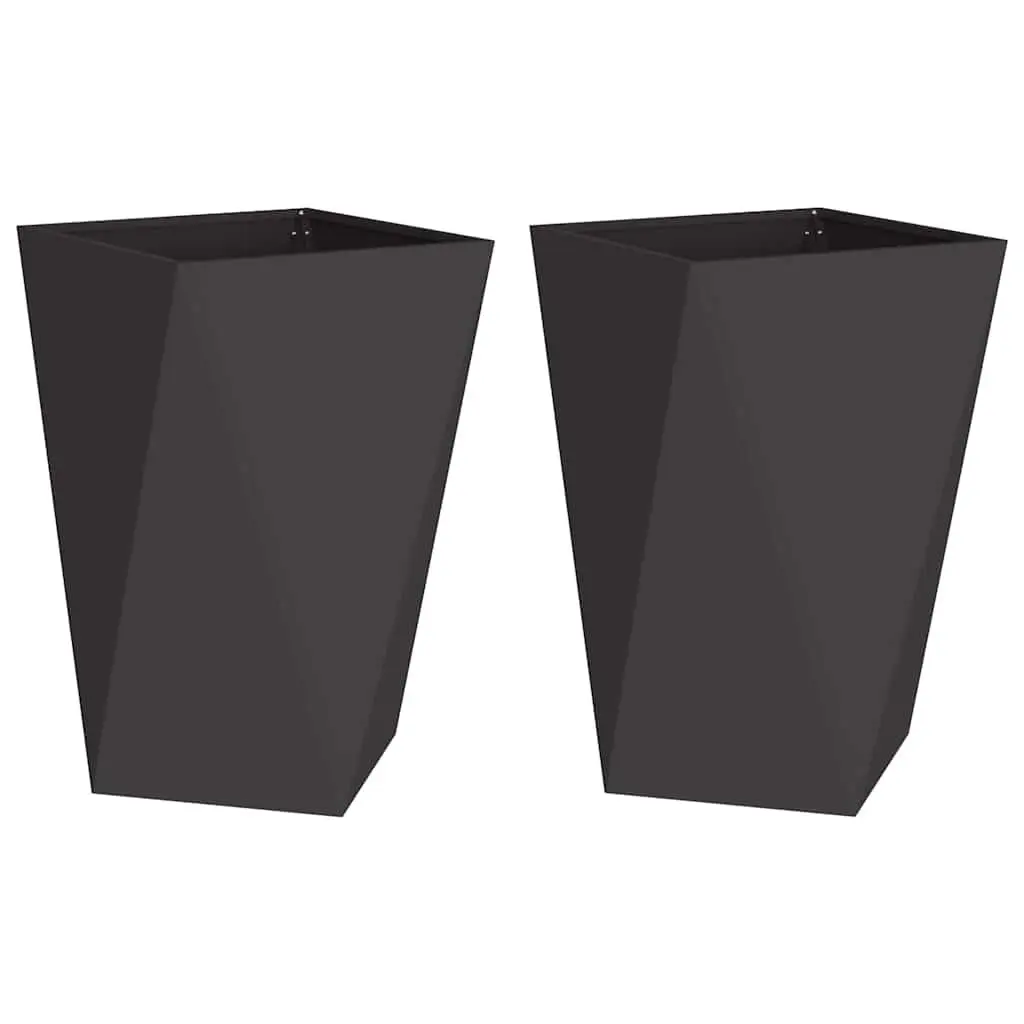Black Steel Planter Box 50x50x75cm for Gardens