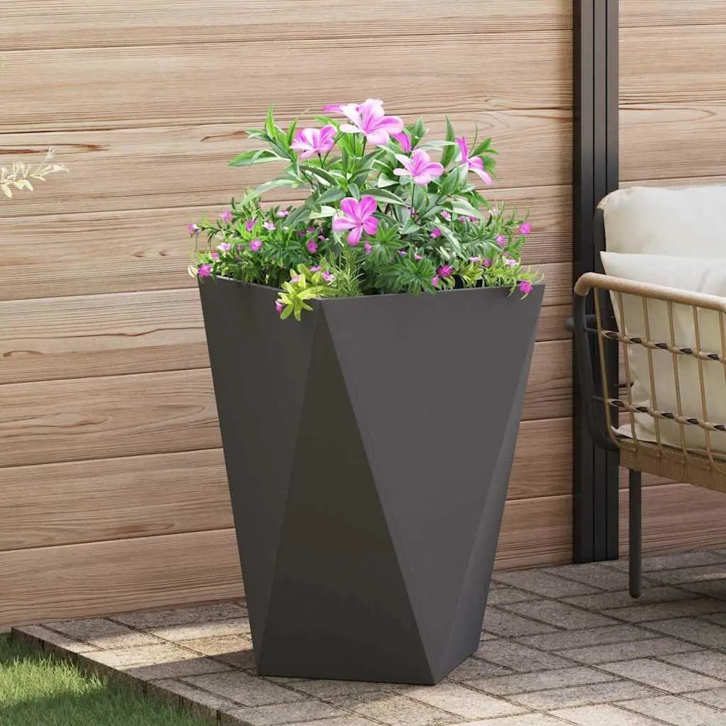 Black Steel Planter Box 50x50x75cm for Gardens