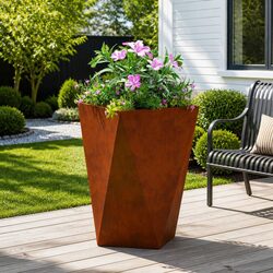 Garden Planter Box Outdoor Steel Corrugated Weathering Tall Rectangular Pot