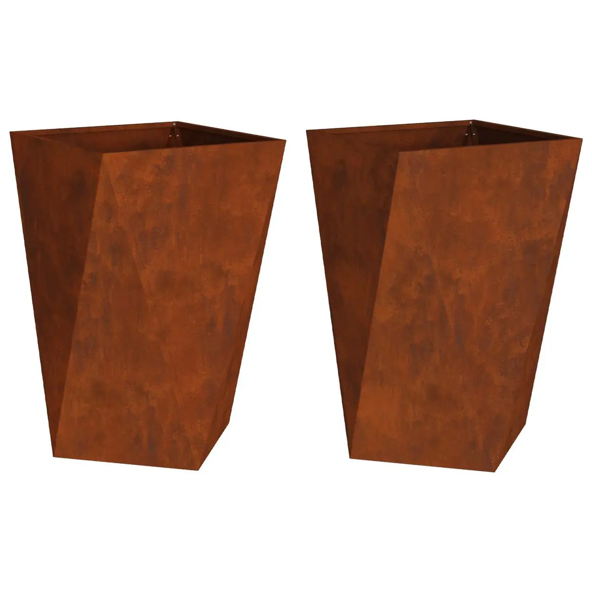 Garden Planter 2 pcs Steel Outdoor Pot Box Corrugated Sides Terrace Decoration