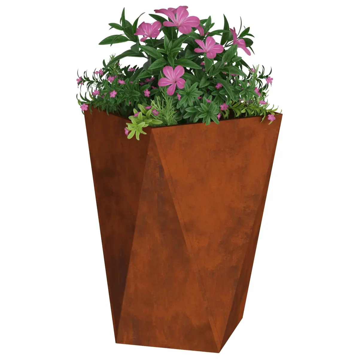 Garden Planter 2 pcs Steel Outdoor Pot Box Corrugated Sides Terrace Decoration