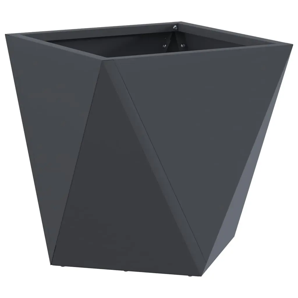 Steel Planter Box Corrugated Anthracite 30x30x30cm Outdoor Garden Pot