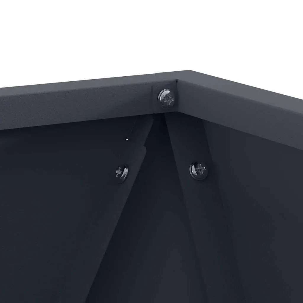 Steel Planter Box Corrugated Anthracite 30x30x30cm Outdoor Garden Pot