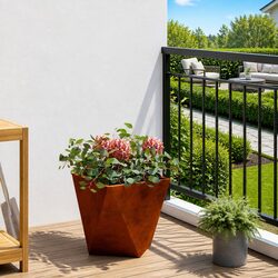 Sturdy Outdoor Steel Planter Box 30x30x30cm Brown
