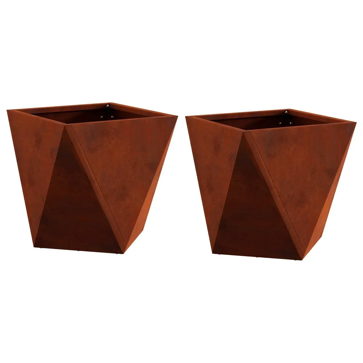 Garden Planter Steel 30x30x30cm Brown 2 pcs Set