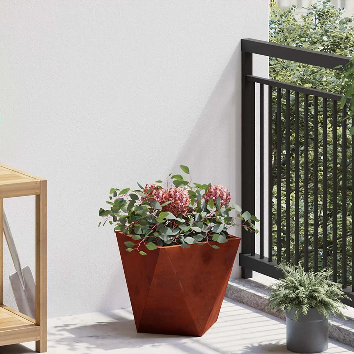 Garden Planter Steel 30x30x30cm Brown 2 pcs Set